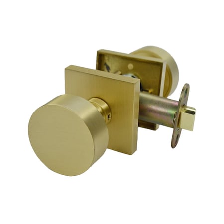 Emtek Round Knob 2-3/8 in Backset Privacy With Square Rose for 1-1/4 in to 2 in Door Satin Brass Finish 5210ROUUS4
